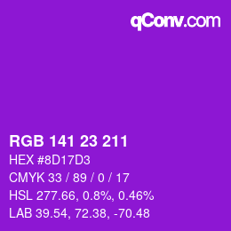 Color code: RGB 141 23 211 | qconv.com