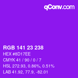 颜色代码: RGB 141 23 238 | qconv.com