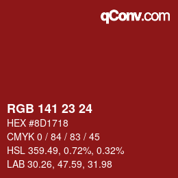 カラーコード: RGB 141 23 24 | qconv.com