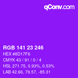 カラーコード: RGB 141 23 246 | qconv.com