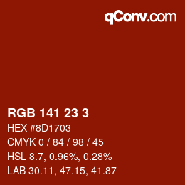 Color code: RGB 141 23 3 | qconv.com