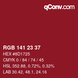 Color code: RGB 141 23 37 | qconv.com