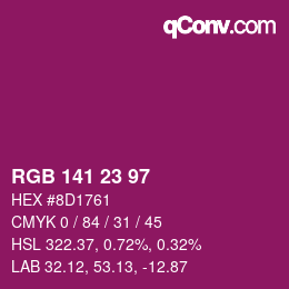 Color code: RGB 141 23 97 | qconv.com