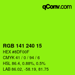 Color code: RGB 141 240 15 | qconv.com