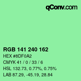 Color code: RGB 141 240 162 | qconv.com