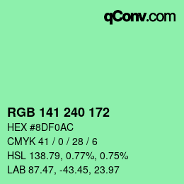 Color code: RGB 141 240 172 | qconv.com