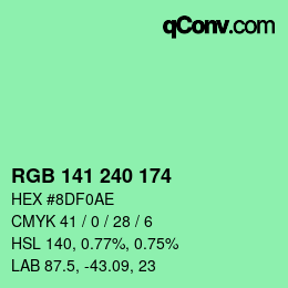 Color code: RGB 141 240 174 | qconv.com