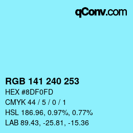 Color code: RGB 141 240 253 | qconv.com