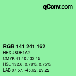 カラーコード: RGB 141 241 162 | qconv.com