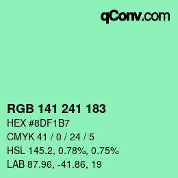 Color code: RGB 141 241 183 | qconv.com