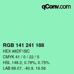 Color code: RGB 141 241 188 | qconv.com