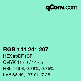 カラーコード: RGB 141 241 207 | qconv.com