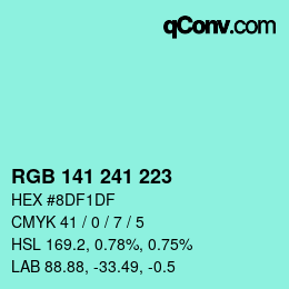 Color code: RGB 141 241 223 | qconv.com