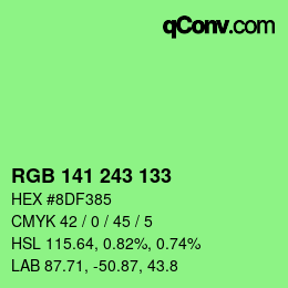 Farbcode: RGB 141 243 133 | qconv.com