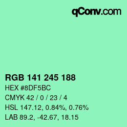 Color code: RGB 141 245 188 | qconv.com