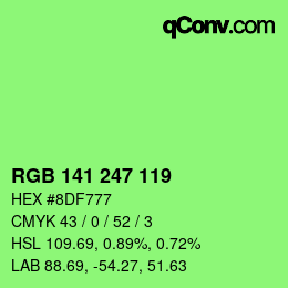 颜色代码: RGB 141 247 119 | qconv.com