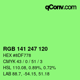 Color code: RGB 141 247 120 | qconv.com