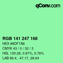 Color code: RGB 141 247 168 | qconv.com