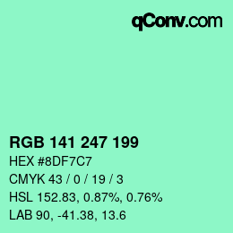 Color code: RGB 141 247 199 | qconv.com