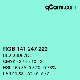 Color code: RGB 141 247 222 | qconv.com