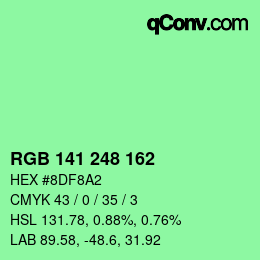 Color code: RGB 141 248 162 | qconv.com