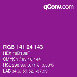 カラーコード: RGB 141 24 143 | qconv.com