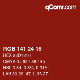 カラーコード: RGB 141 24 16 | qconv.com