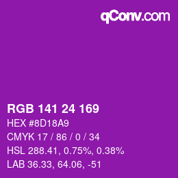 Color code: RGB 141 24 169 | qconv.com