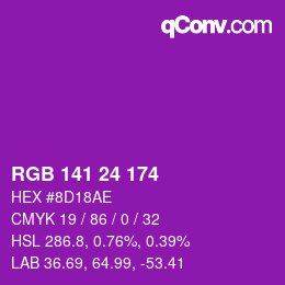 カラーコード: RGB 141 24 174 | qconv.com