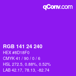 Color code: RGB 141 24 240 | qconv.com