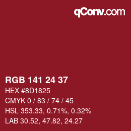 Color code: RGB 141 24 37 | qconv.com