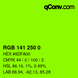颜色代码: RGB 141 250 0 | qconv.com