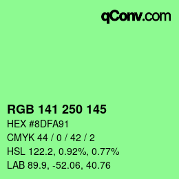 Color code: RGB 141 250 145 | qconv.com