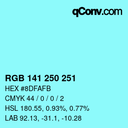 Color code: RGB 141 250 251 | qconv.com