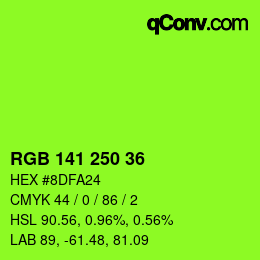 Color code: RGB 141 250 36 | qconv.com