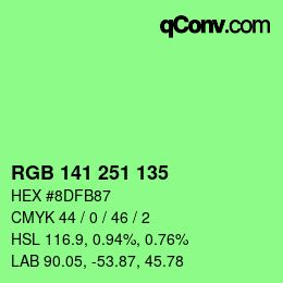 Color code: RGB 141 251 135 | qconv.com