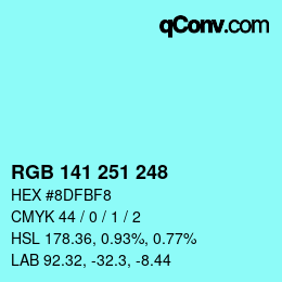 カラーコード: RGB 141 251 248 | qconv.com