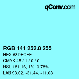 カラーコード: RGB 141 252.8 255 | qconv.com
