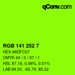 Color code: RGB 141 252 7 | qconv.com
