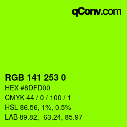 Color code: RGB 141 253 0 | qconv.com