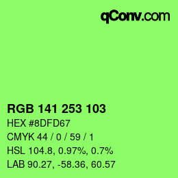 カラーコード: RGB 141 253 103 | qconv.com