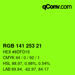 カラーコード: RGB 141 253 21 | qconv.com