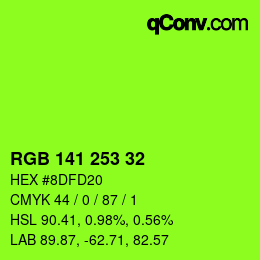 カラーコード: RGB 141 253 32 | qconv.com