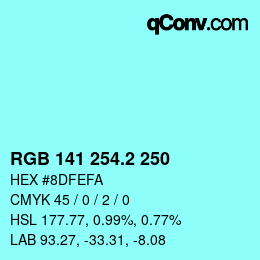Color code: RGB 141 254.2 250 | qconv.com