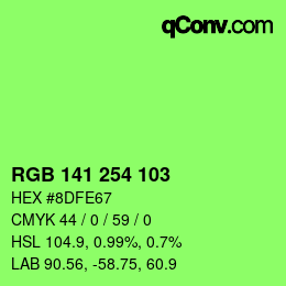 カラーコード: RGB 141 254 103 | qconv.com