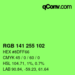Color code: RGB 141 255 102 | qconv.com