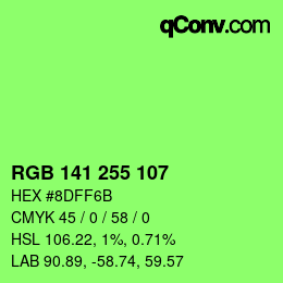 Color code: RGB 141 255 107 | qconv.com