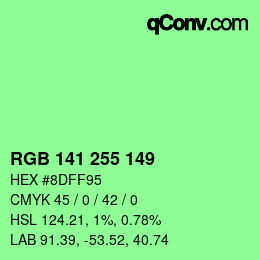 Color code: RGB 141 255 149 | qconv.com