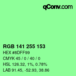 Color code: RGB 141 255 153 | qconv.com