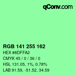 Color code: RGB 141 255 162 | qconv.com